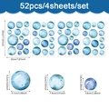 Set da 52 pezzi di adesivi murali con bolle blu acquerello e motivi geometrici tondi - Bolla Blu