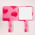 Pink and red floral hand mirror with portable square glass and flower cloud pattern - 17 European Clouds