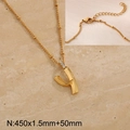 Golden titanium steel letter Y pendant necklace with crystal inlay and beaded chain - Gold Letter Y (KN286994-Z)