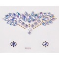 Rainbow rhinestone face jewels with gold beads and pearls for creative makeup FG323 - FG323 Pearl Iridescent Style