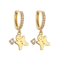 Exquisite gold-plated Christmas gingerbread man huggie hoop earrings with sparkling zircons - Gold Gingerbread Man