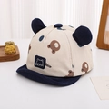 Dettaglio orecchie di orso in velluto a coste e pois blu su cappello per neonati - 48-50cm (8 mesi - 2 anni) / Nero