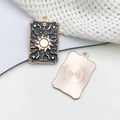 Vintage Sun Tarot card pendant in black and gold finish for DIY jewelry making - Sun