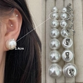 Oversized white pearl stud earrings with 1.4cm diameter and polished silver posts - 3875-1.4cm Spiral Ear Clip