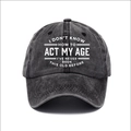Vintage washed charcoal baseball cap with a humorous white graphic text print - L (58-60cm/Adjustable) / Washed Black (We The People)