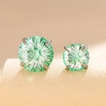 Surgical steel stud earrings featuring gradient green firework-cut cubic zirconia stones - Paraiba Green & Blue (A290-6)