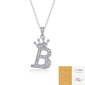 925 silver necklace featuring a crown-topped letter B pendant with sparkling moissanite stones - Letter B (with GRA Certificate)