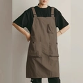 Grembiule marrone impermeabile in tela con tasche per cucina o lavoro al bar cafè - caffè