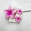 Pink gradient frangipani flower hair claw set with marbled finish for beach styling - Gradient Pink Set (including Card)