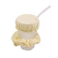 Beige elastic drink cover and scrunchie set on glass cup for night safety - Yellow