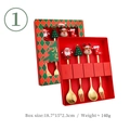 4-piece golden stainless steel Christmas cutlery set with silicone charms in red gift box - No.1 - 4PCS Red Box Set / Silver