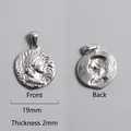 Detail of 19mm silver roman coin pendant showing embossed goddess portrait and dimensions - Classical Goddess Portrait Charm (P00016S)