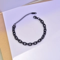 Bracciale minimalista a catena nera in acciaio inossidabile con chiusura a moschettone - Nero