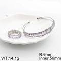 Conjunto de joyas de plata con circonitas rectangulares incluyendo brazalete y anillo - Plata-Blanco