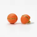 Fashionable orange enamel round stud earrings with a gold woven chain design - Orange (KDE1826)