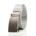 Men's grey nylon canvas belt with gunmetal automatic buckle for casual jeans - F150 Simple Metal Automatic Buckle (Grey)