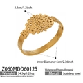 Detalle del brazalete de acero inoxidable dorado con textura de hoja de olivo y bisagra - Estilo Racimos de Hojas Densas (Z060) / Dorado