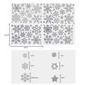 Silver glitter snowflake and star static window stickers in 30x20.5cm sheet size - BQ015-4 Sheets (Silver Glitter)