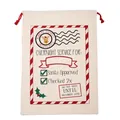Christmas drawstring gift bag in beige canvas with red Rudolph Express stamp design - 49*68CM, HK-122 (Old Air Mail)