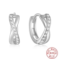 Silver S925 sterling silver crossover earrings with sparkling white cubic zirconia - 925 Silver / White Gold
