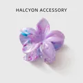 Purple marble gradient plumeria hair claw clip with large floral acetate design - Mystery Purple [8cm Large]