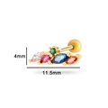 Piercing doré orné de zircons cubiques colorés en forme de fleur, taille 11,5 mm x 4 mm - Style Marquise Coloré (0162-1#) / Jaune d'Or