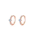Elegant rose gold S925 sterling silver hoop earrings with light blue round zircon stones - 925 Silver / Rose Gold