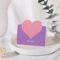 Minimalist greeting card featuring a purple base and pink heart with Best Wishes text - Purple