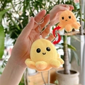 Reversible octopus plush keychain featuring yellow happy face and orange sad face colors - Yellow to Orange - Normal Chain