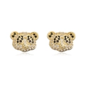18K gold plated copper panda stud earrings with white and black sparkling cubic zirconia - Gold Panda