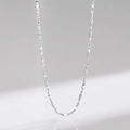 Minimalist S925 sterling silver heart snake chain necklace in shining silver finish - 925 Silver / Gypsophila Geometric