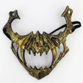 Cosplay half-face bloody demon mask in bronze gold finish with elastic strap - Nue (Gold)