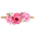 Pink and white fabric flower headband with elastic nylon band for baby girls - Style 16(16)