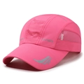 Pink quick-dry baseball cap with breathable mesh design and sports branding - Rose Red