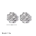 Silver four-leaf clover titanium steel earrings, 15mm size with 7.5g weight detail - Silver