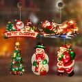 5-piece LED Christmas window hanging lights set with Santa and Reindeer designs - Combo Set E (5 Pack)