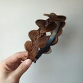 Thick brown fishtail braided hairband with a high top and non-slip plastic inner - Sandwich Twist Braid (4.5CM Wide) / Tan