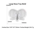 Detailed size specifications for a silicone nose-shaped tray mold with dimensions labels - D3425-Large Nose Tray Mold