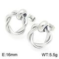 Silver twisted circle earrings in titanium steel with 16mm size and 5.5g weight - Steel Color Earrings (KE118640-KFC)