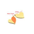 Orange heart-shaped stainless steel pendant with gold plating and 1.5mm hole - 22mm Gold Half Enamel Heart (Orange)