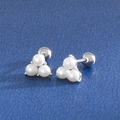 Minimalistische 925 Silber Ohrstecker mit drei Mini-Perlen und Schraubverschluss - Stil 3 / Silber