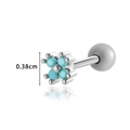 Silver steel cartilage piercing with turquoise clover flower and size measurement - Silver Blue (HSPJ0175)