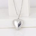 Polished silver heart locket pendant necklace with minimalist chain in silver finish - Vine Flower Heart/Steel