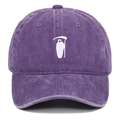 Close-up of Grim Reaper embroidery on vintage purple washed cotton baseball cap texture - Adjustable / Purple