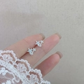 Minimalist 925 sterling silver triple star stud earrings in bright silver finish - Triple Stars / Silver
