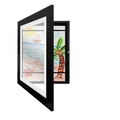 Front-opening black wooden kids art frame for storing and displaying children's drawings - Black