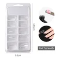 Transparante French nageltips in een 10-vaks opbergdoos voor nagelverlenging - Model Nagel Stijl / 100 Stuks Doos / Wit