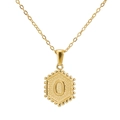 Golden 18K stainless steel necklace featuring a hexagonal pendant with embossed letter O - Gold O (With Chain)