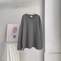 Maglietta a maniche lunghe in cotone grigio scuro con vestibilità ampia in stile moderno - S / grigio scuro