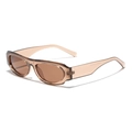 Y2K style amber tea square sunglasses with thick frames shown at a 45-degree angle - Cool Brown